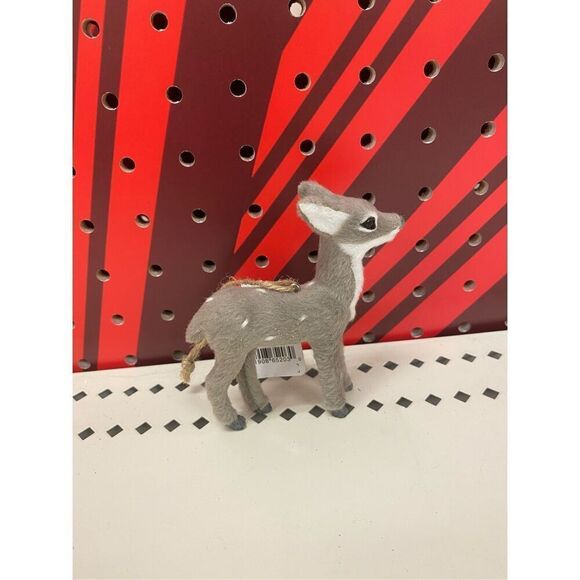 Target Faux Fur Deer Christmas Tree Ornament Gray with Spots Wondershop - Picture 4 of 4